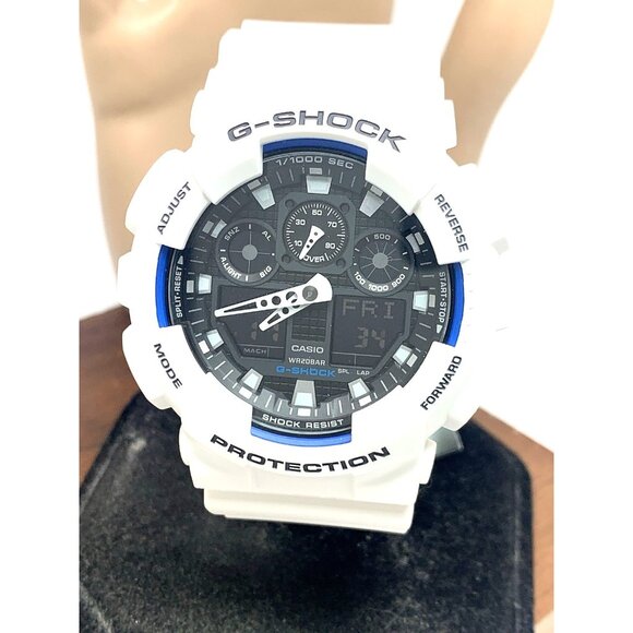 Casio Men's Watch G-Shock GA100B-7A White Resin Quartz 50mm Analog Digital 5081 - Picture 1 of 15